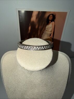 Silver Tone Magnetic Rhinestone Bangle Bracelet
